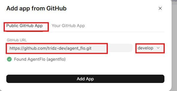 Add app from GitHub modal